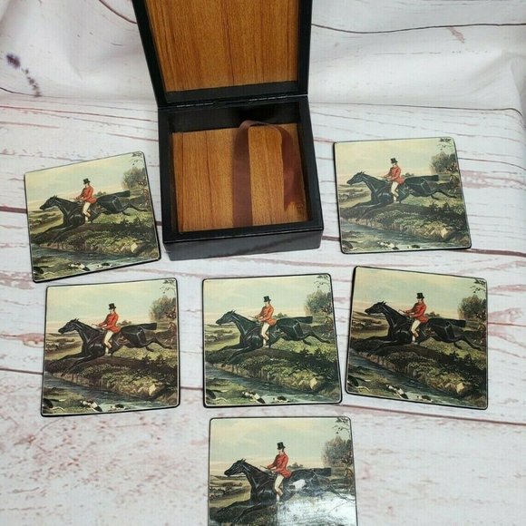 Rare Hunting Man Horse Designer Coasters - Picture 4 of 11